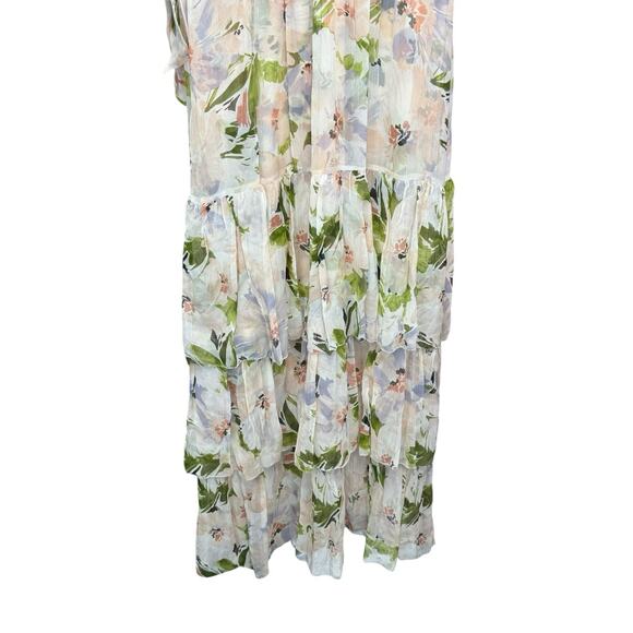 Christy Lynn Silk Floral Tiered Maxi Dress Size Small Sleeveless Ruffle Hem - Picture 6 of 13